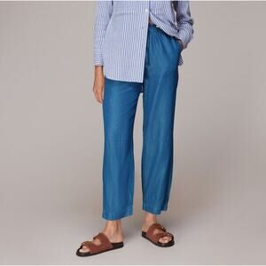 Whistles Pants Womens Size 4 Lucy Chambray Barrel Trouser Blue